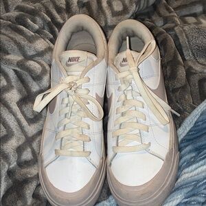 Nike White and Tan Casual Sneakers